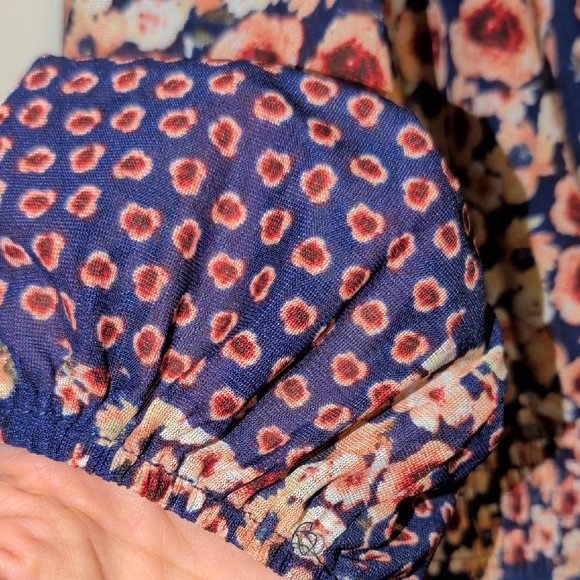 Navy Floral Patchwork Blouse - Picture 6 of 7